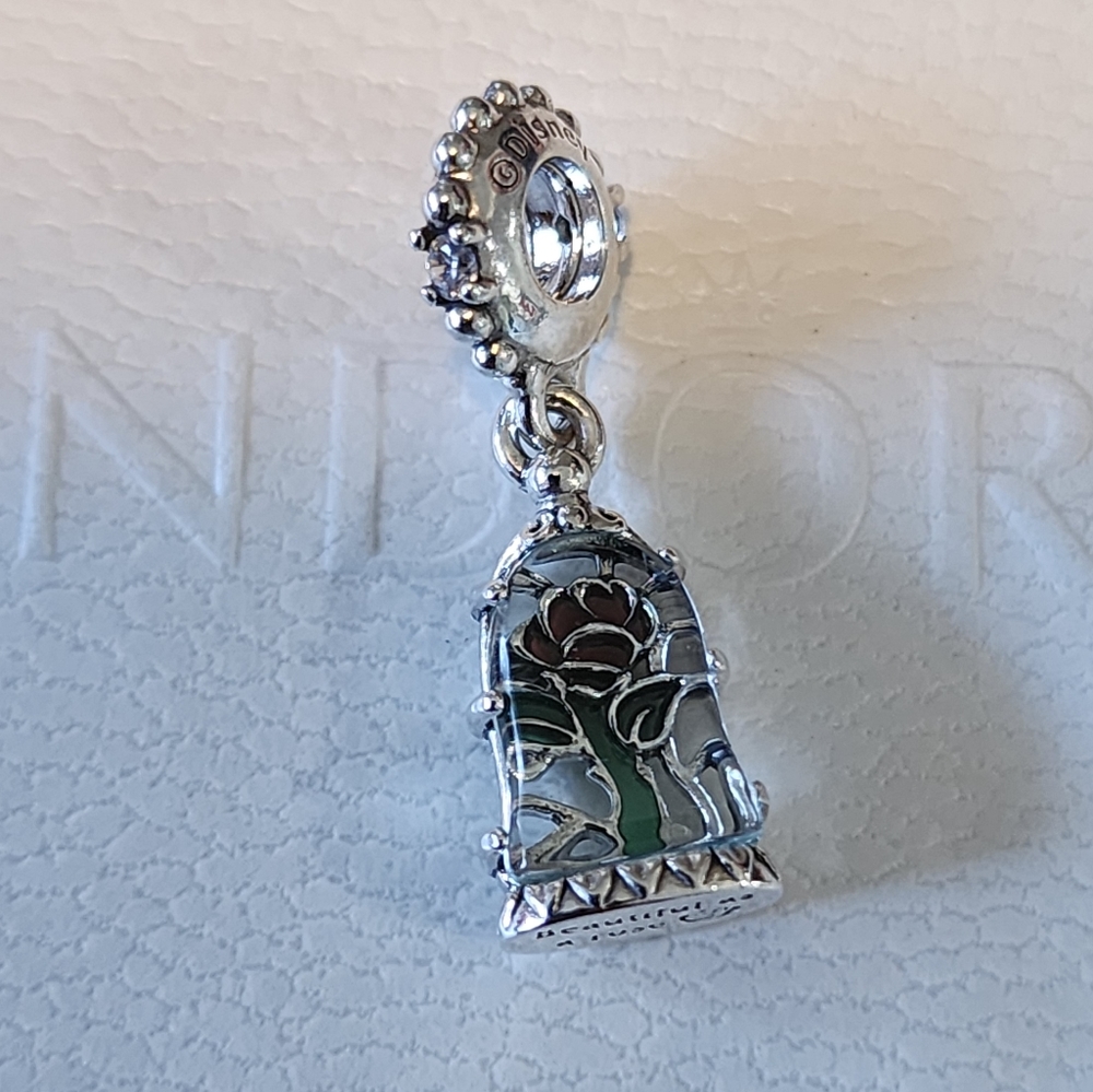 Pandora Disney Beauty and the Beast Enchanted Rose Dangle Charm - Picture 2 of 11